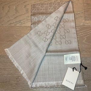 RESERVED DONT BUY!!!Logo Monogrammed Wool /Silk Blend Brown/ Tan Scarf.